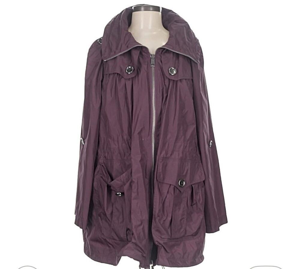 Burberry Brit Jacket Purple Maroon 3/4 Length Coat Size 10 EUC